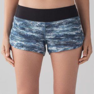 Lululemon Speed Shorts Size 6 Aerial Drift Multi Black Blue Marble